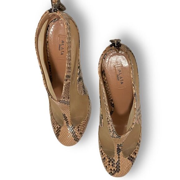 ALAÏA PARIS Mesh & Genuine Snakeskin Print Ankle Booties |Size: EU38| - Picture 6 of 12